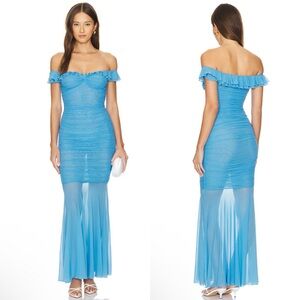 Majorelle Khalyla Off The Shoulder Maxi Gown In Blue